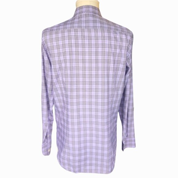 ETRO 39 SZ 40 lightweight Cotton Men's Mauve Plaid Button Up Shirt - Picture 3 of 11